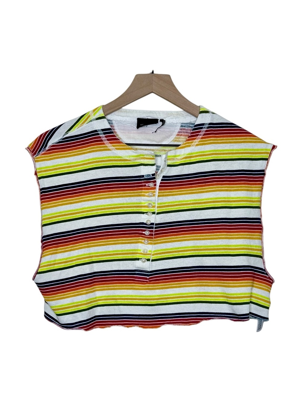 Y2K Out from Under UO Small Rainbow Striped Crop Top Sleeveless Kidcore Retro